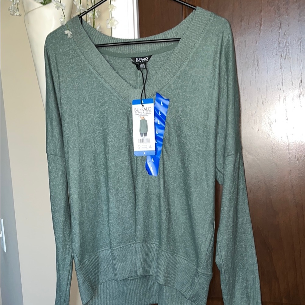 Buffalo V-Neck Green Sweater